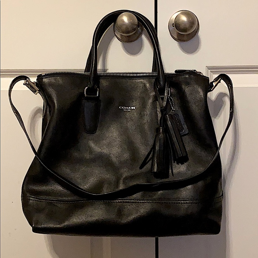 Black leather Coach purse.